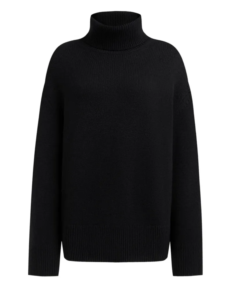 12 STOREEZ Merino-Rollkragenpullover - Schwarz Schwarz