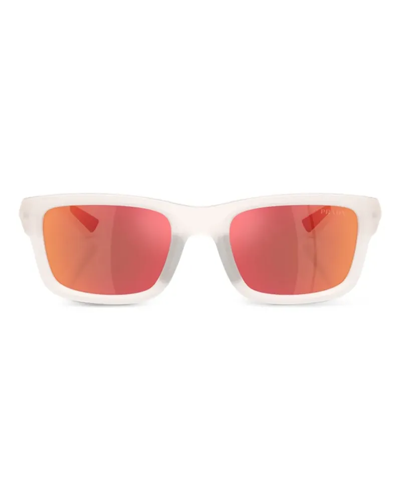 Prada Eckige Sonnenbrille mit mattiertem Effekt - Weiß Weiß