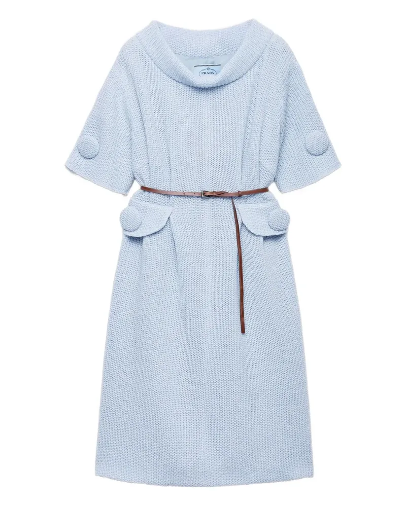 Prada Gestricktes Mouliné-Midikleid - Blau Blau