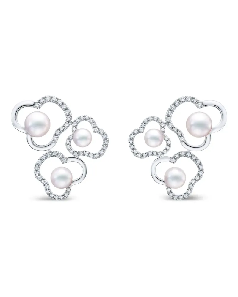 TASAKI Chants Duo Ohrringe mit Akoya-Perlen und Diamanten - Silber Silber
