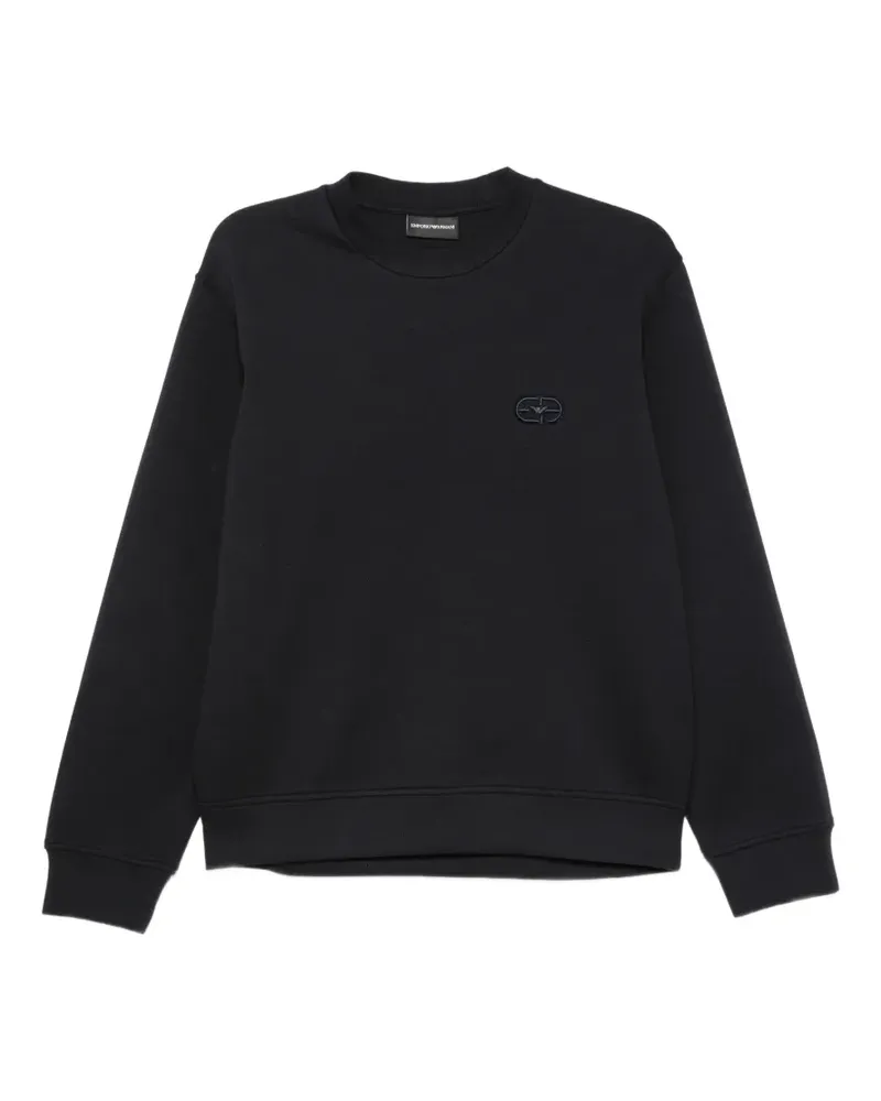 Emporio Armani logo-embroidered crew-neck sweatshirt - Blau Blau