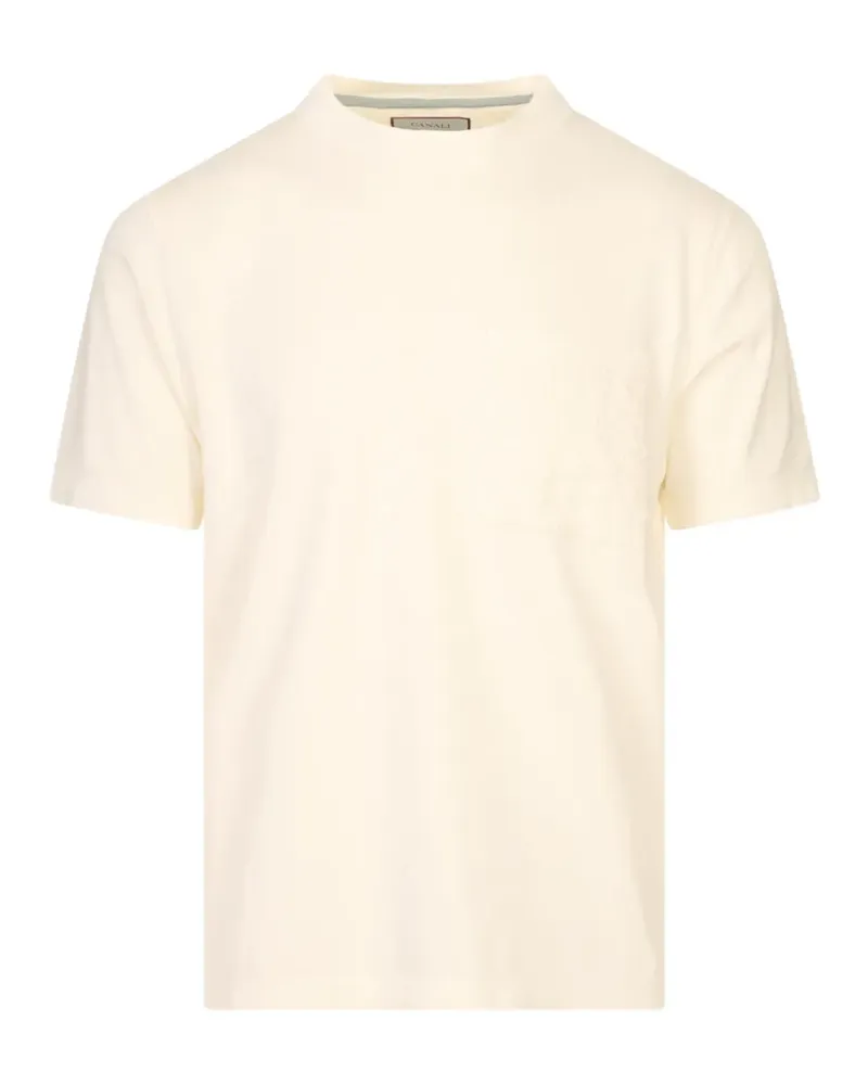 Canali T-Shirt mit bestickten Taschen - Nude Nude