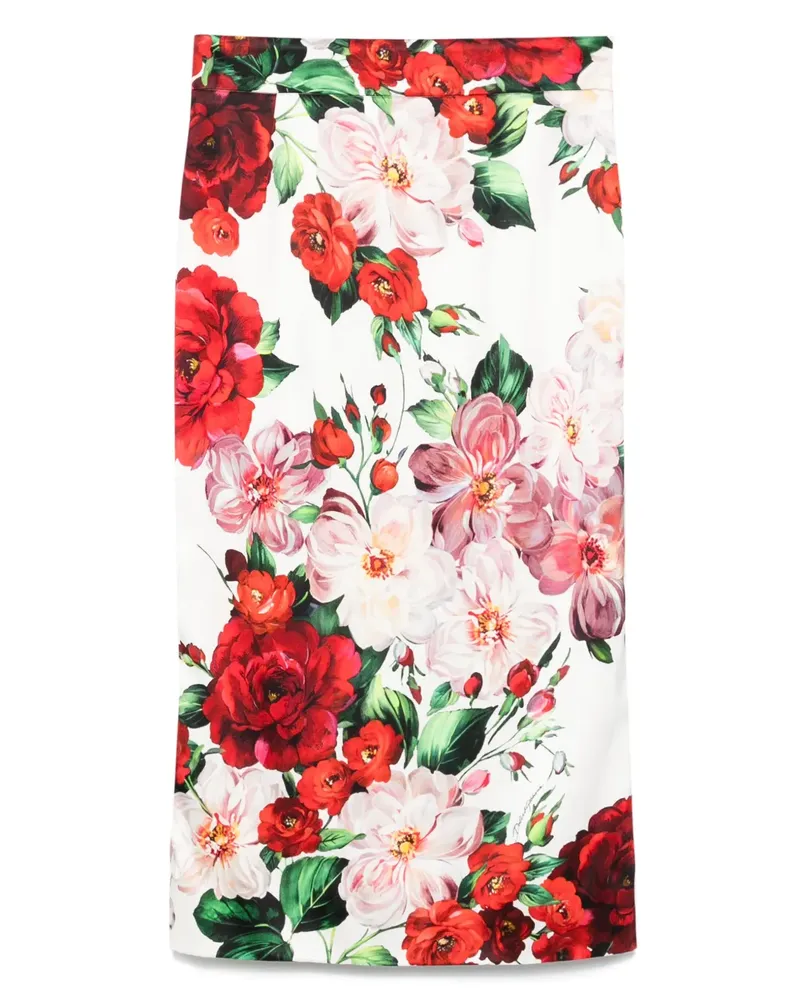Dolce & Gabbana Midirock mit Blumenmuster - Weiß Weiß