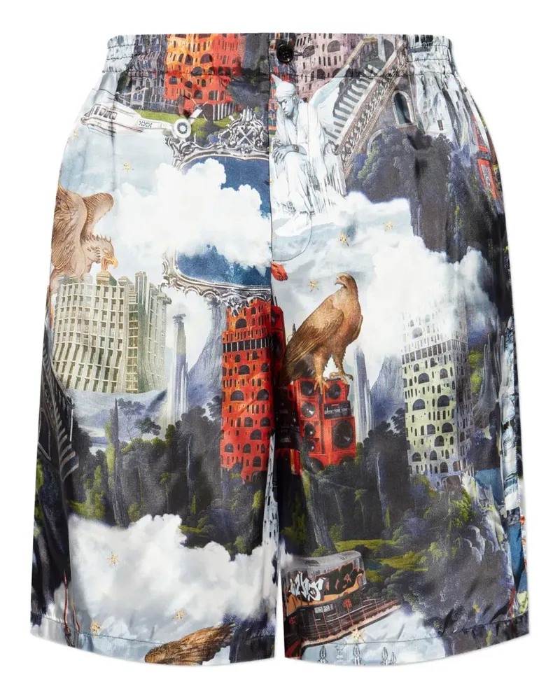 OFF-WHITE graphic-print drawstring shorts - Blau Blau