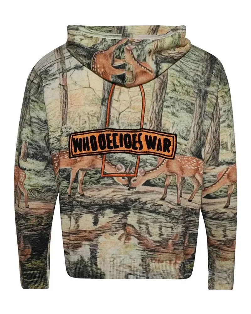 WHO DECIDES WAR Hoodie mit Reh-Print - Grün Grün