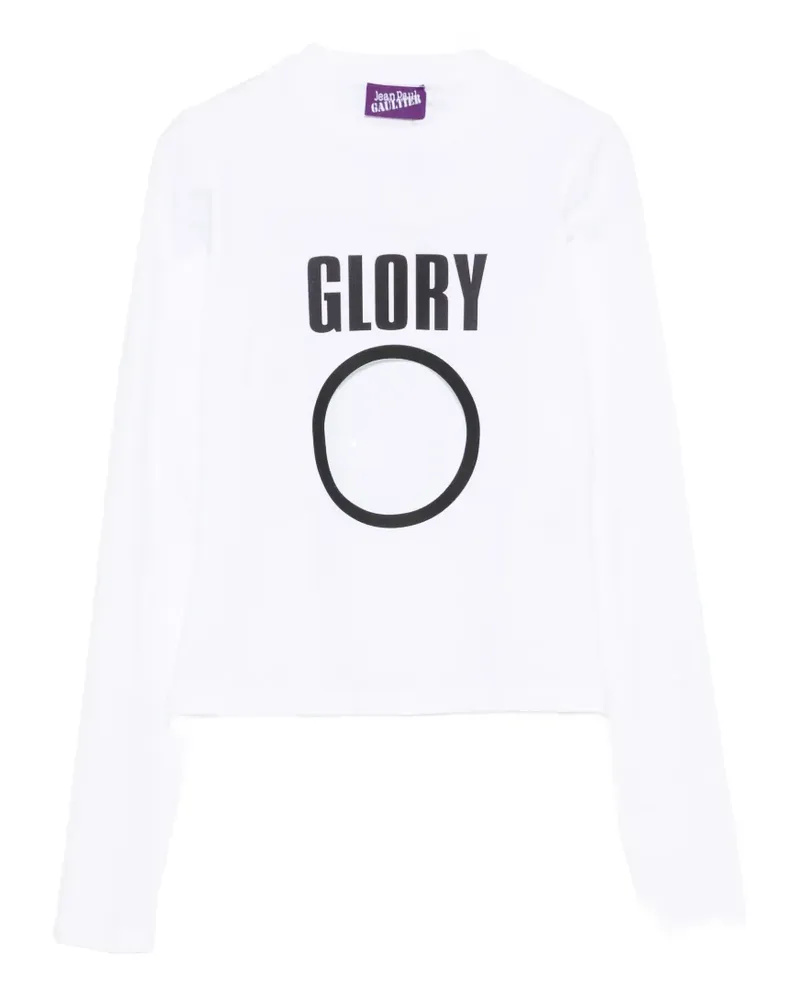 Jean Paul Gaultier T-Shirt mit Cut-Out und Slogan-Print - Weiß Weiß