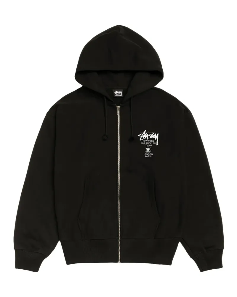 Stüssy World Tour zip-up hoodie - Schwarz Schwarz
