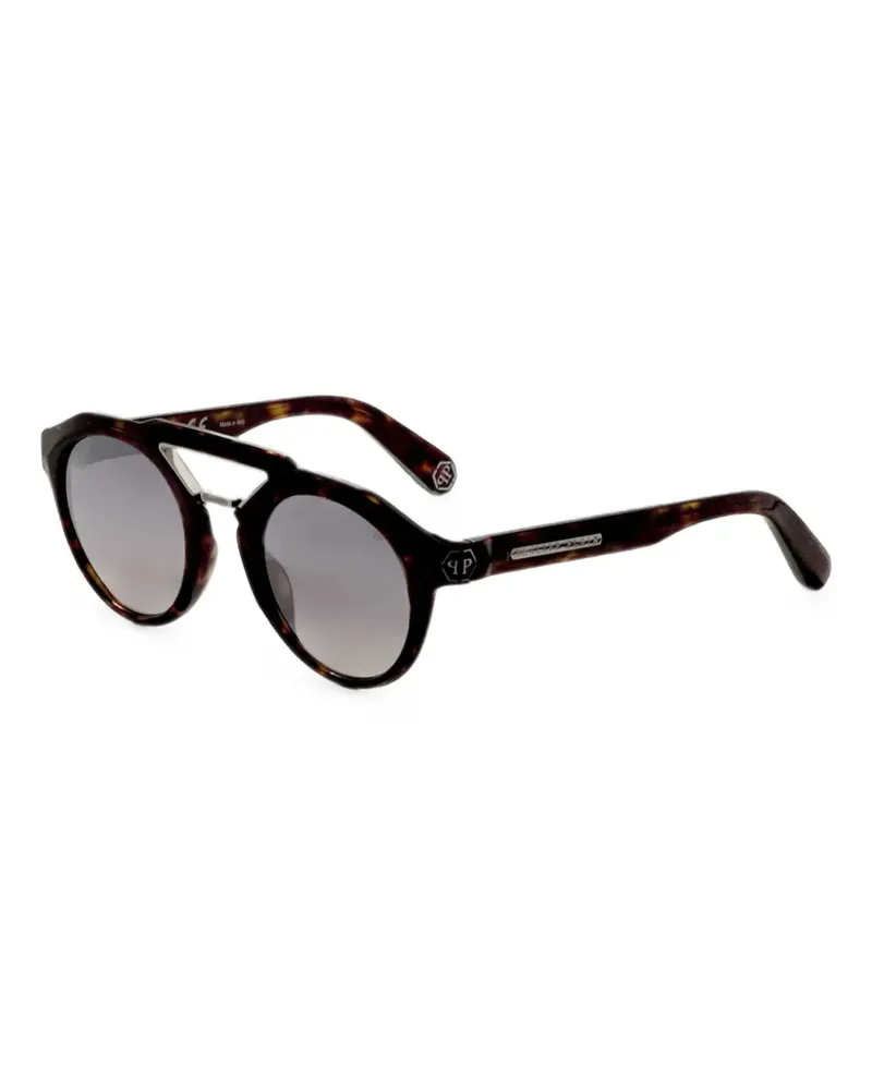 Philipp Plein tortoiseshell-effect round-frame sunglasses - Braun Braun