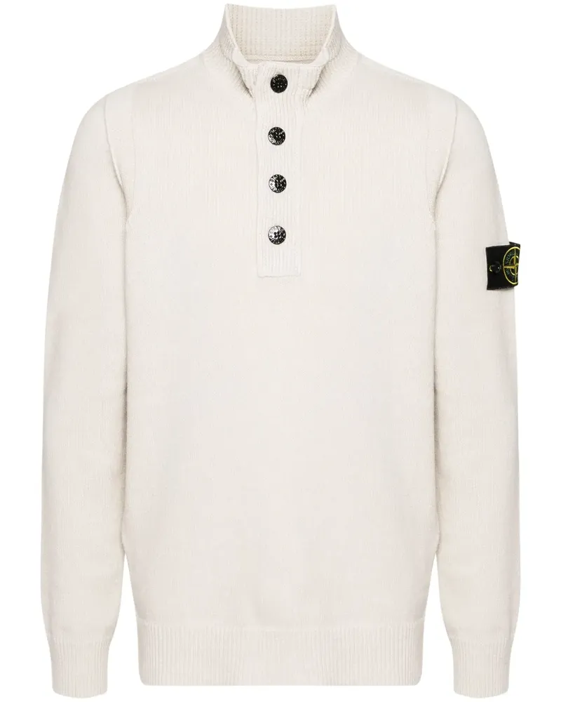 Stone Island Pullover mit Kompass-Patch - Weiß Weiß