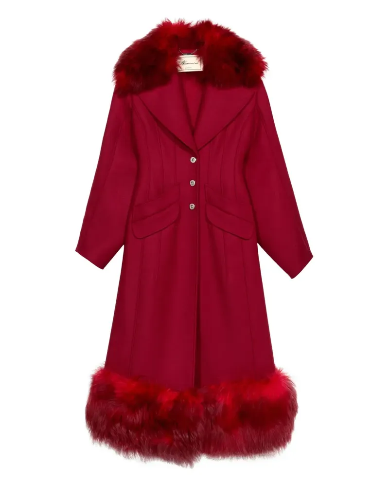Blumarine Mantel mit Fake Fur-Besatz - Rot Rot