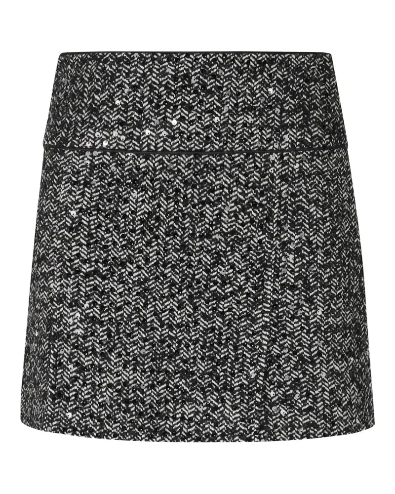Ermanno Scervino Minirock mit Pailletten und Fischgrätenmuster - Schwarz Schwarz
