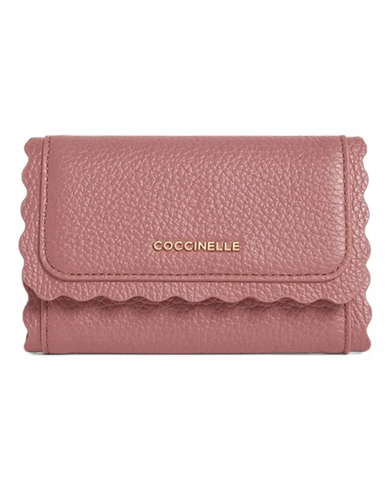 Coccinelle Lace scalloped-edge pebbled wallet - Rosa Rosa