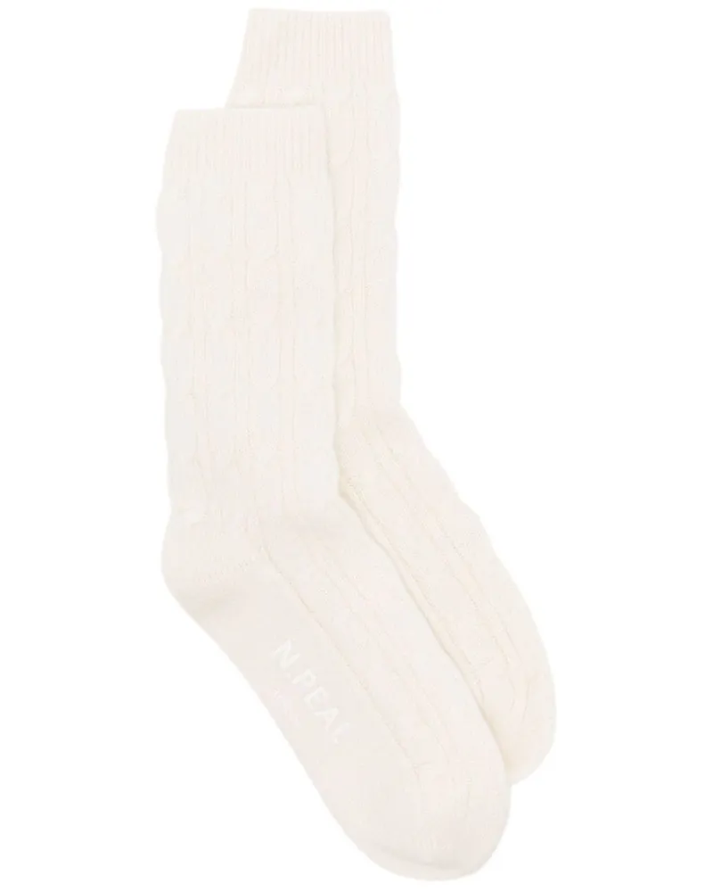 N.Peal Socken mit Zopfmuster - Nude Nude