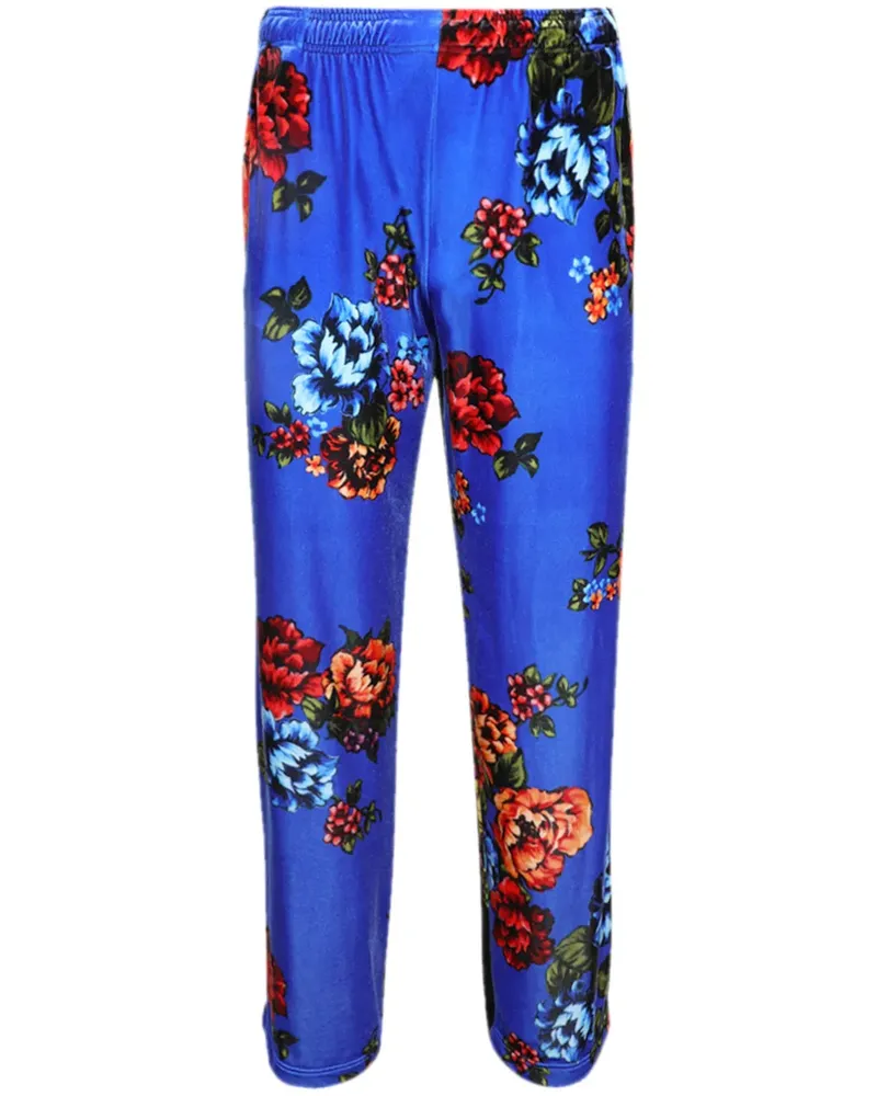 VETEMENTS Jogginghose aus Samt mit Blumen-Print - Blau Blau