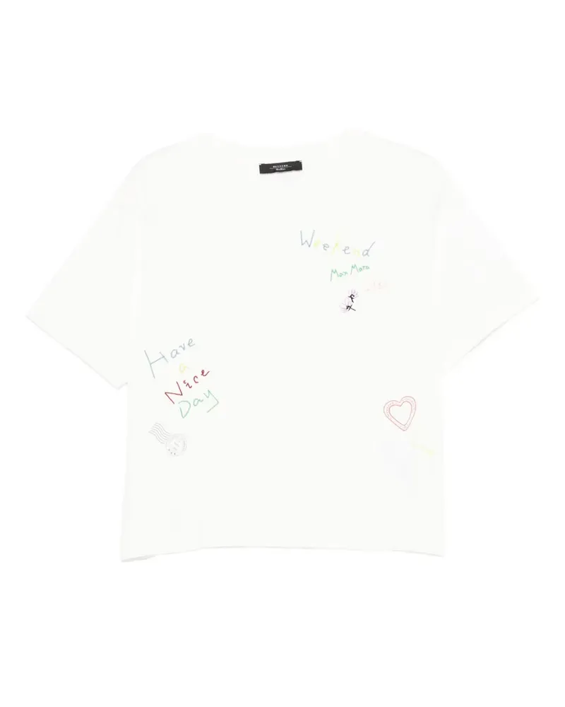 Max Mara Besticktes T-Shirt - Weiß Weiß