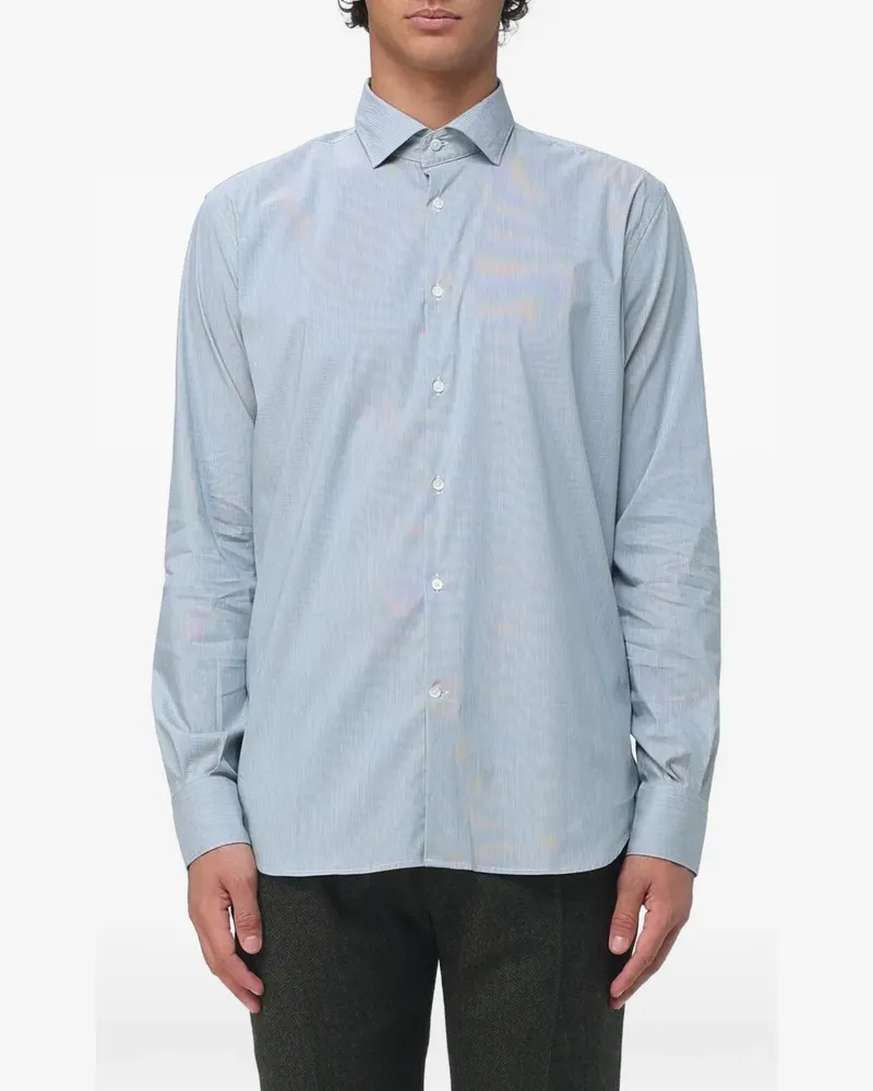 Brooksfield striped long-sleeve cotton shirt - Blau Blau