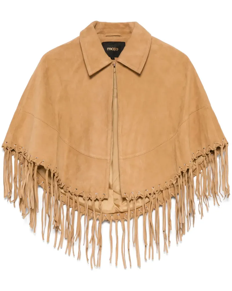 Maje Cape mit Fransen - Braun Braun