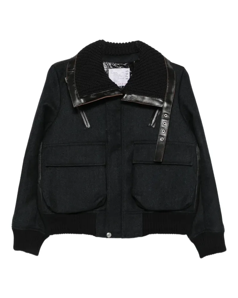 Sacai Jacke mit mehrlagigem Kragen und Schnalle - Schwarz Schwarz