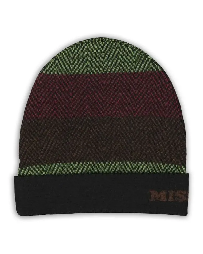 Missoni chevron-knit striped beanie hat - Grün Grün