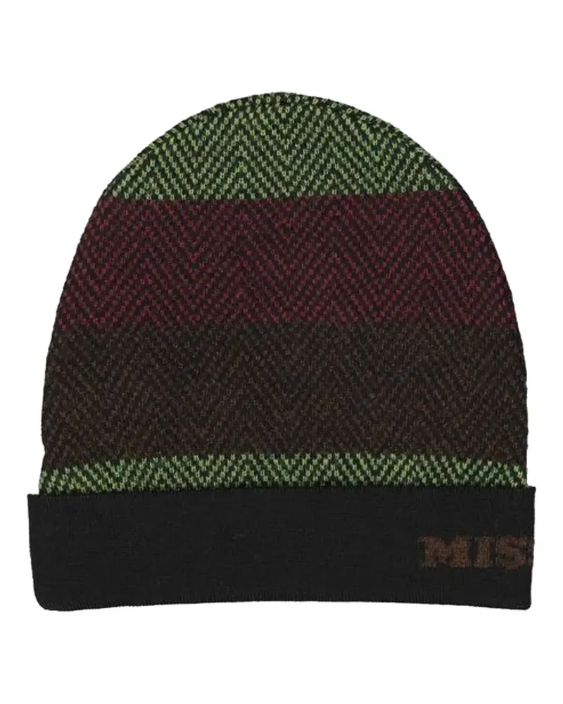 Missoni chevron-knit striped beanie hat - Grün Grün