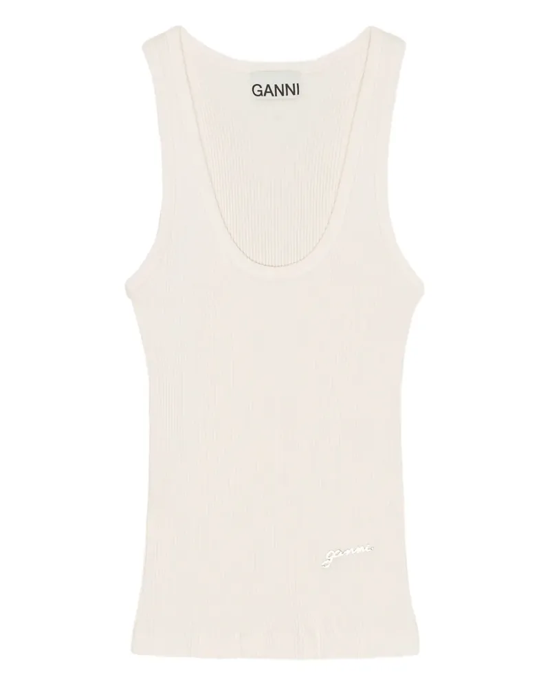 Ganni Geripptes Trägershirt - Weiß Weiß