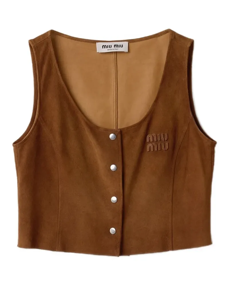 Miu Miu waxed suede top - Braun Braun