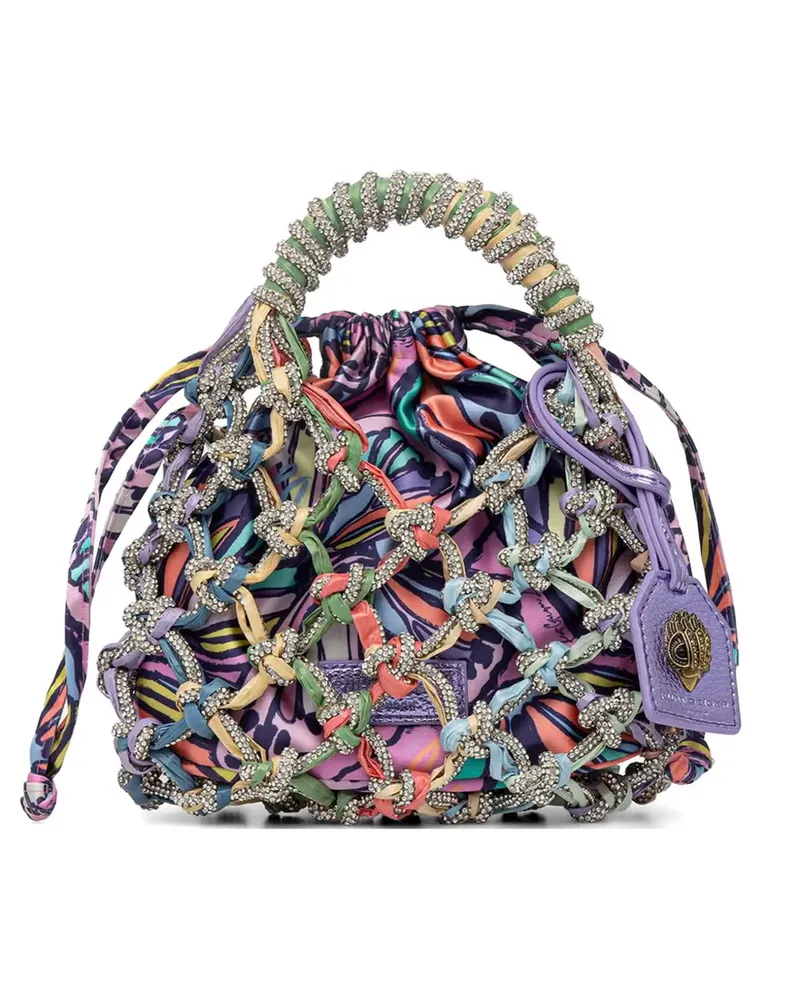 Kurt Geiger small Macrame crystal-embellished bucket bag - Violett Violett