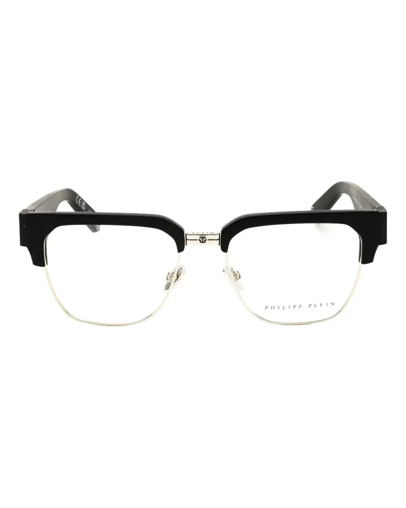 Philipp Plein Sonnenbrille mit Brauensteg - Schwarz Schwarz