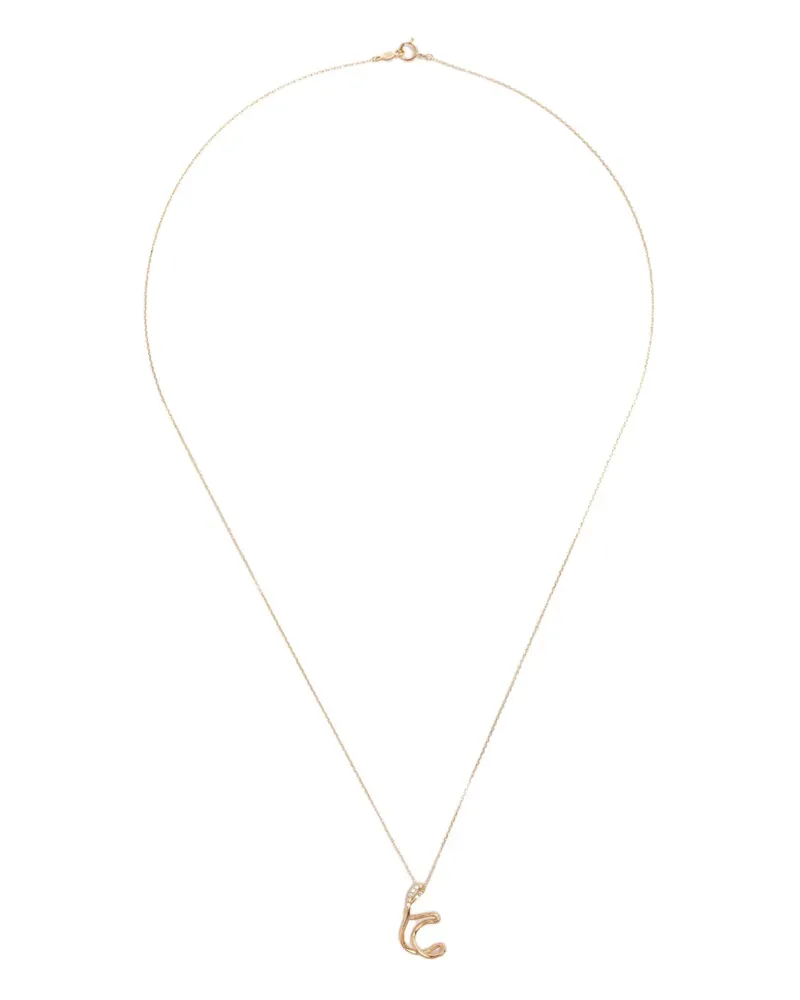 Charlotte Chesnais 18K yellow gold Letter T diamond necklace Gold