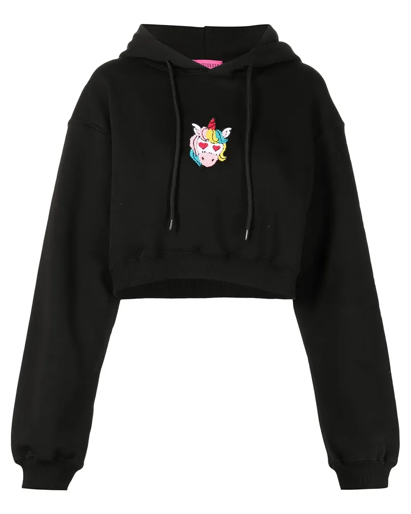 IRENEISGOOD Cropped-Kapuzenpullover - Schwarz Schwarz