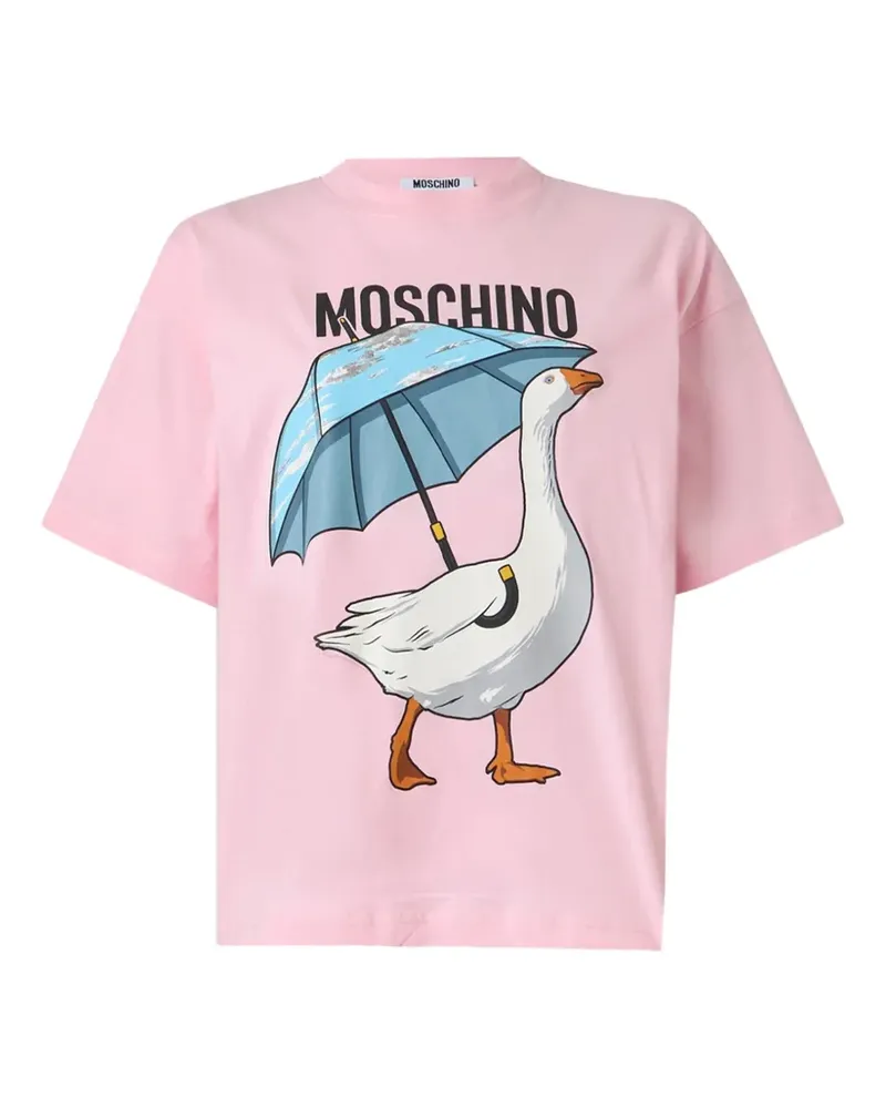 Moschino goose-print logo-print T-shirt - Rosa Rosa