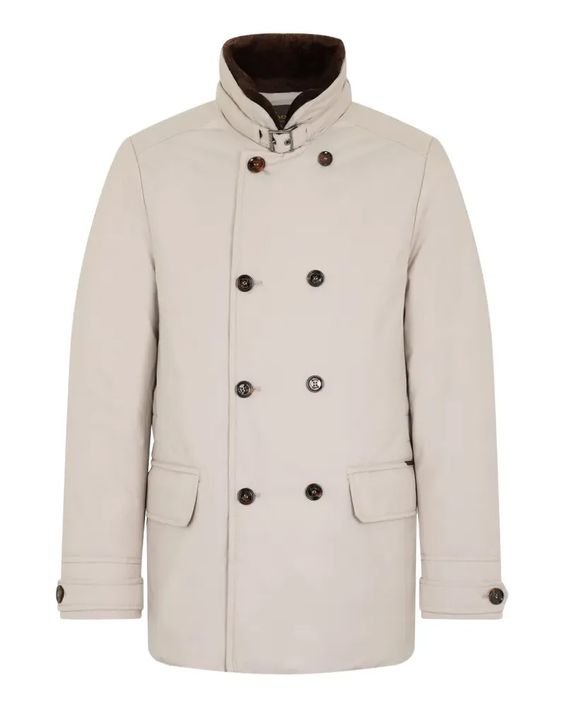 MOORER lined collar double-breasted coat - Nude Nude