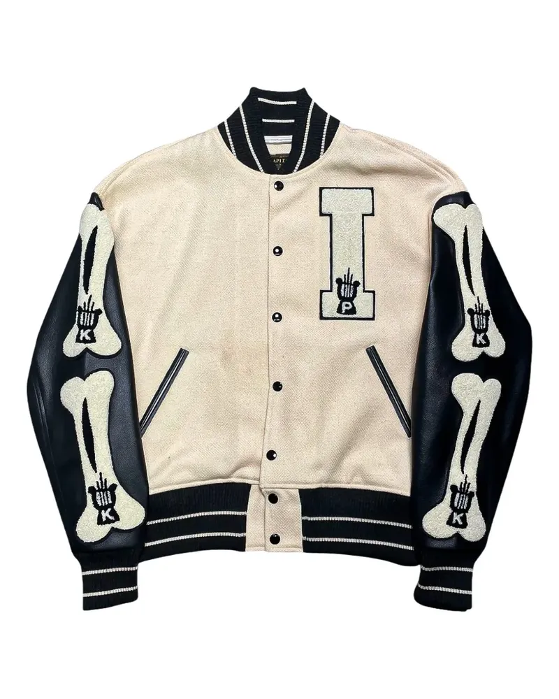 KAPITAL I-Five bone-patch varsity jacket - Nude Nude