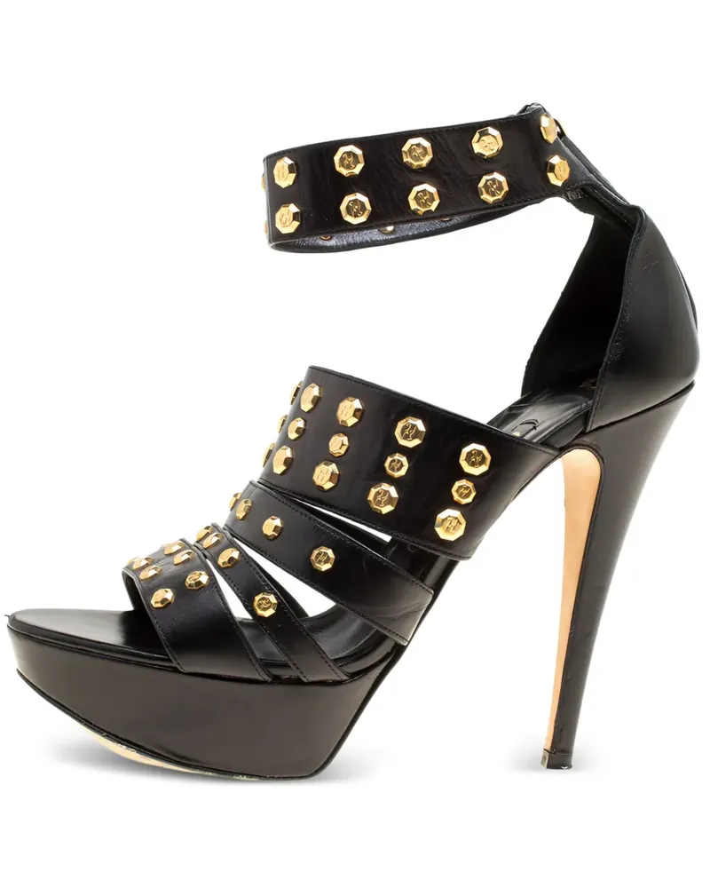 Gina Pre-owned Plateau-Sandalen mit Nieten 130mm - Schwarz Schwarz
