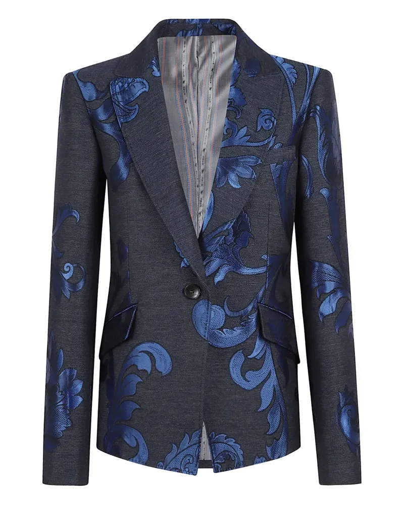 Etro Einreihiges Sakko mit Blumen - Blau Blau