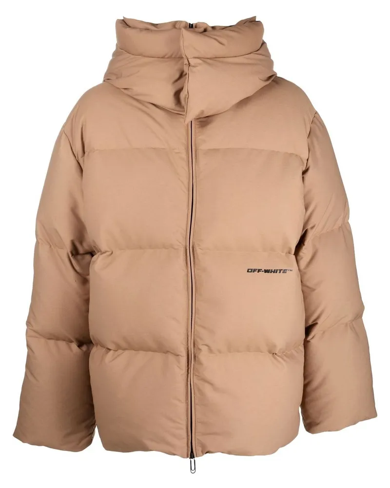 OFF-WHITE Race Daunenjacke aus Canvas Braun