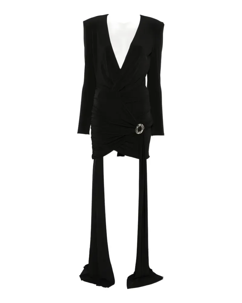 NISSA ruched draped-detail dress - Schwarz Schwarz