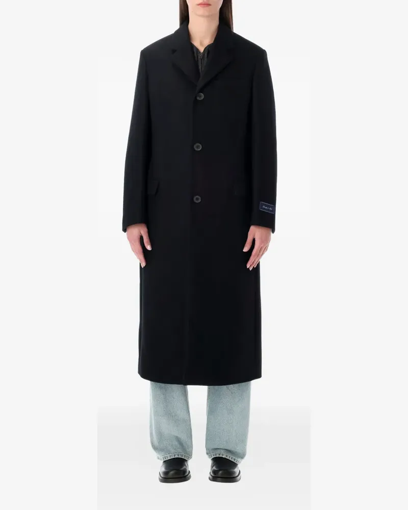 SPORTY & RICH signature logo wool coat - Schwarz Schwarz