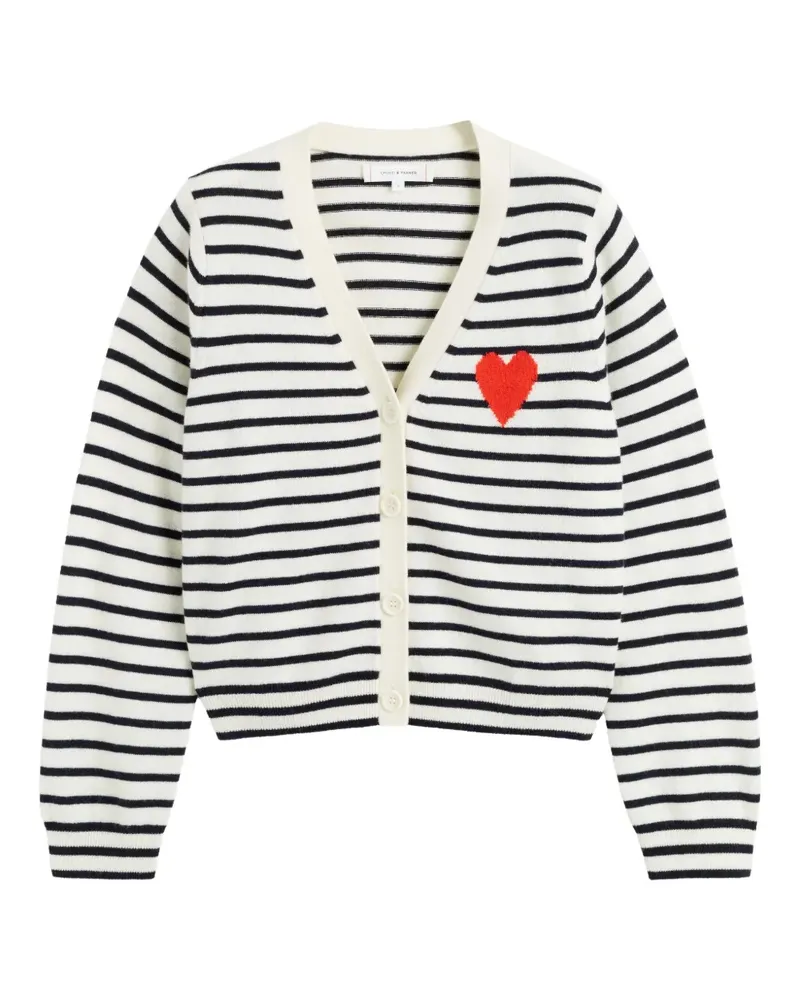 Chinti & Parker Gestreifter Breton Heart Cardigan - Nude Nude