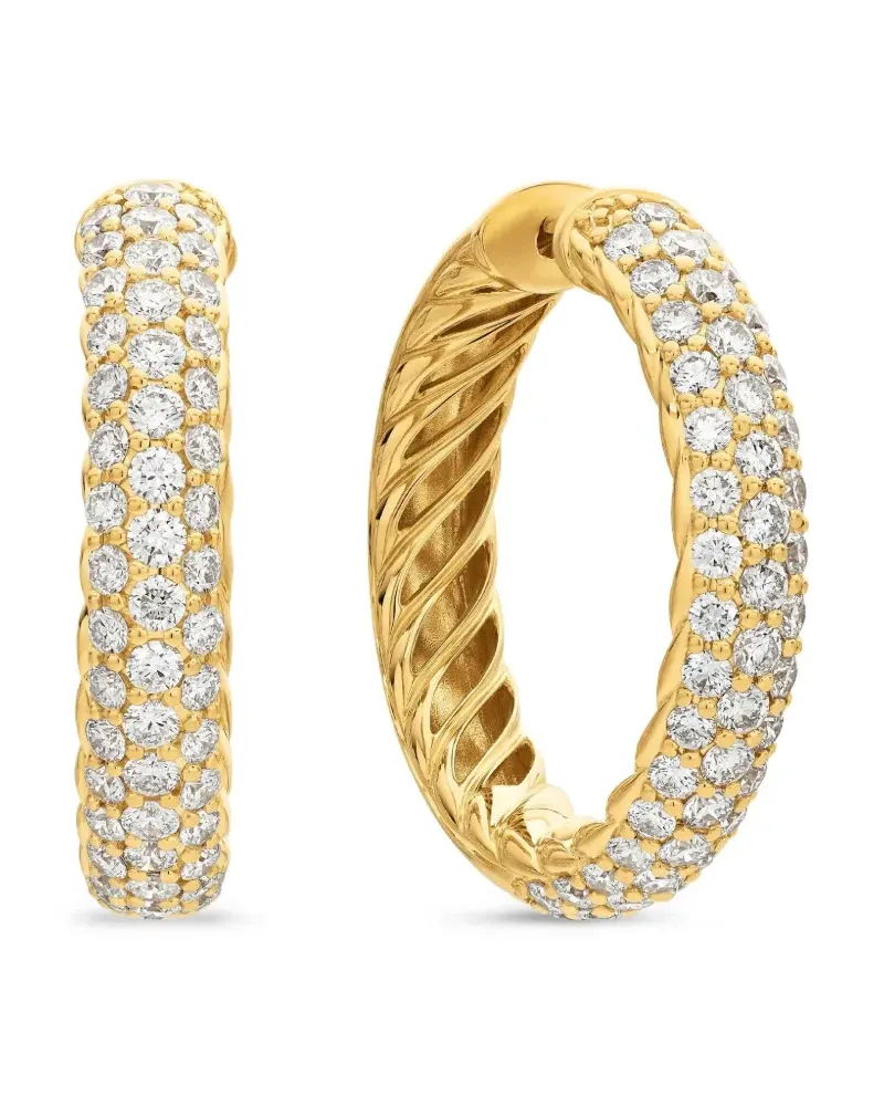 David Yurman 18kt DY Mercer Gelbgoldcreolen mit Diamanten (25,4mm Gold