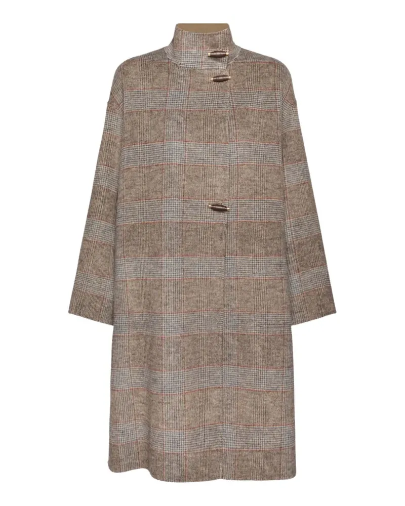 Elena Mirò check toggle-fastening jacket - Braun Braun