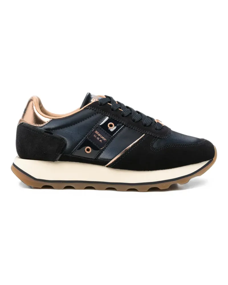 Blauer Sneakers mit Einsätzen und Metallic-Detail Blau