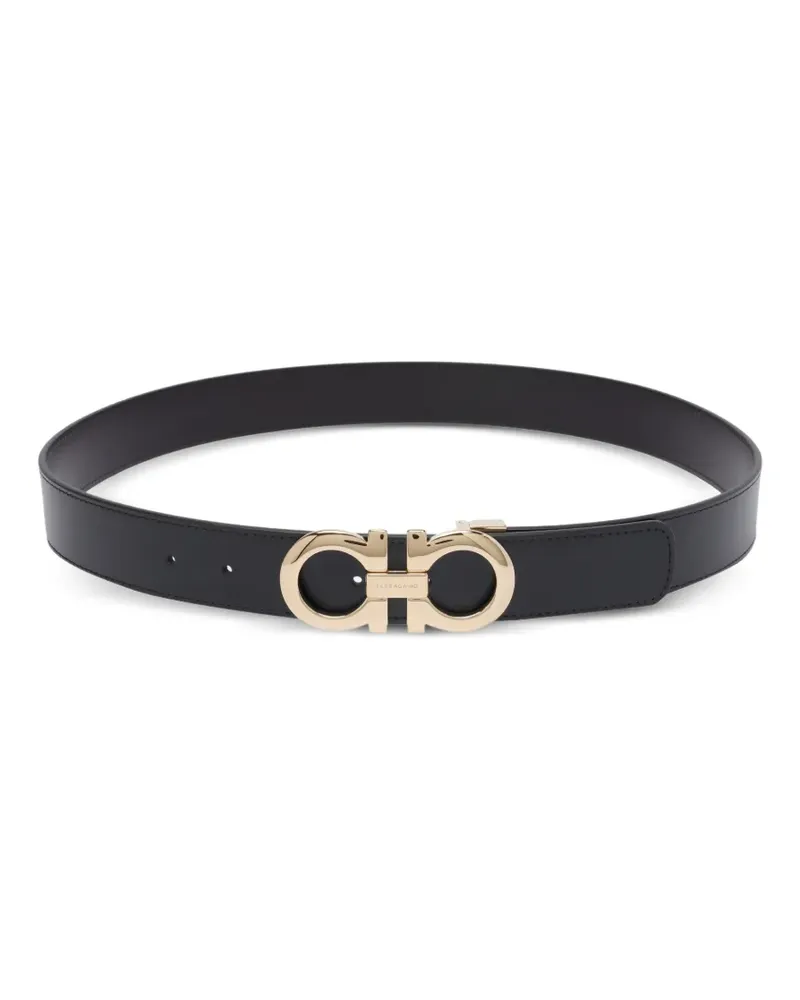 Ferragamo Gancini logo leather belt - Schwarz Schwarz