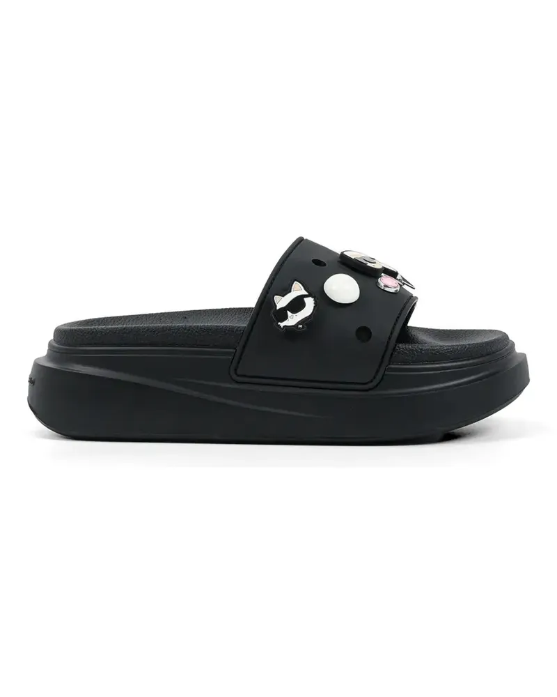 Karl Lagerfeld embellished platform slides - Schwarz Schwarz