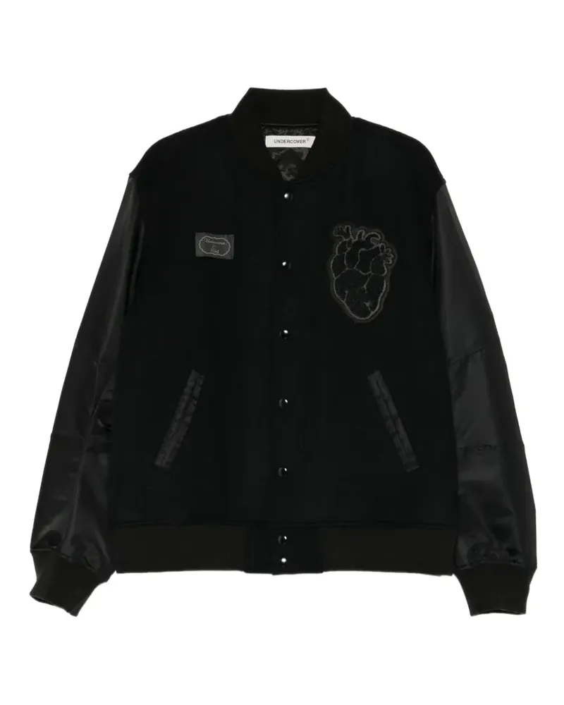 Undercover heart-patch varsity jacket - Schwarz Schwarz