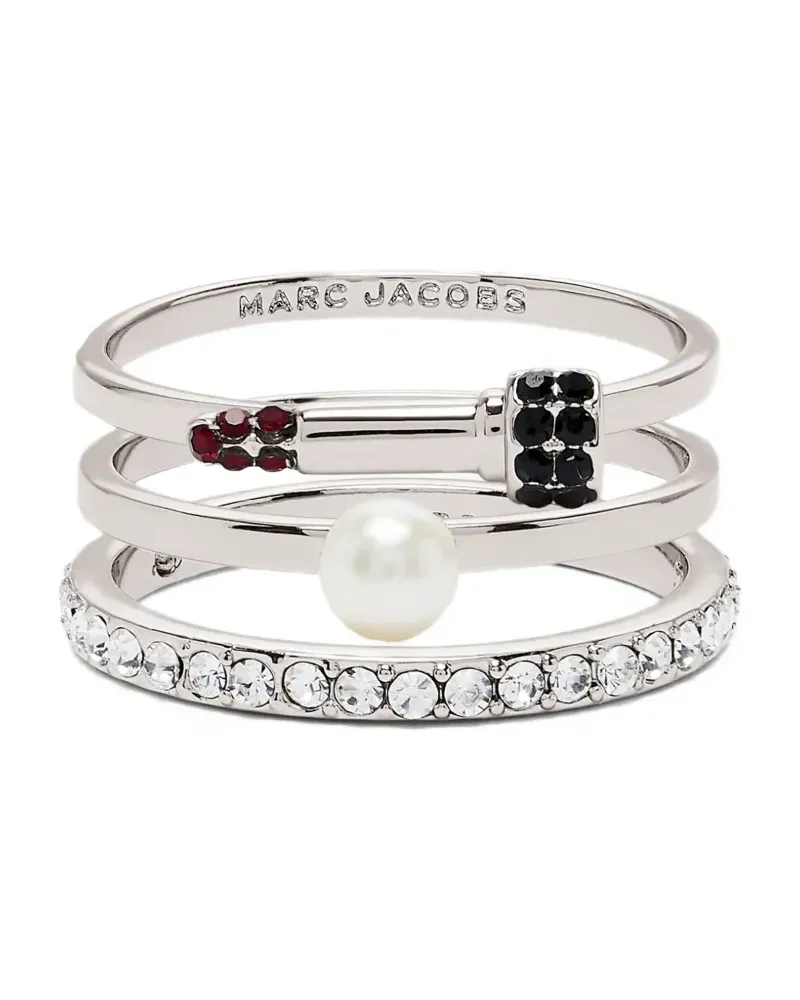 Marc Jacobs Lip-Rouge-Ringe mit Perlenverzierung (3er-Set) - Silber Silber