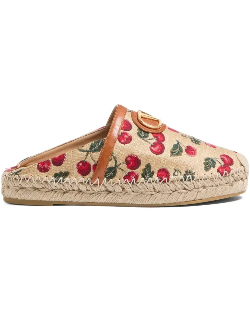 Valentino Garavani VLogo Signature Mules mit Kirsch-Print 25mm - Nude Nude
