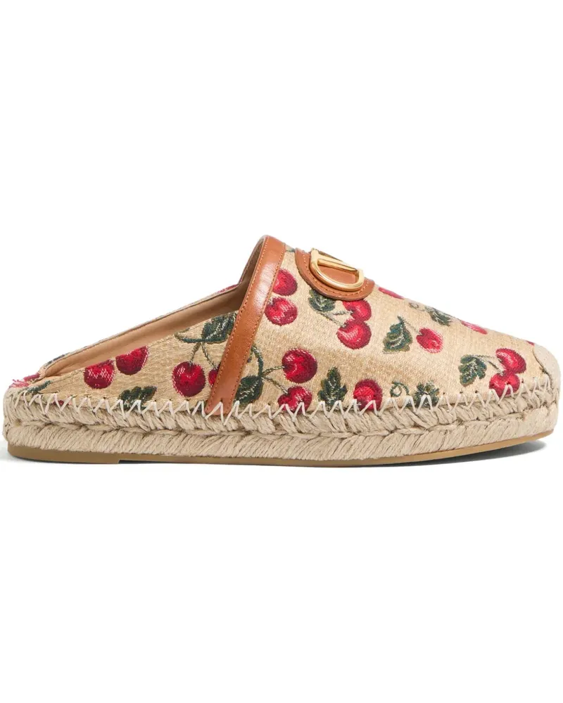 Valentino Garavani VLogo Signature Mules mit Kirsch-Print 25mm - Nude Nude