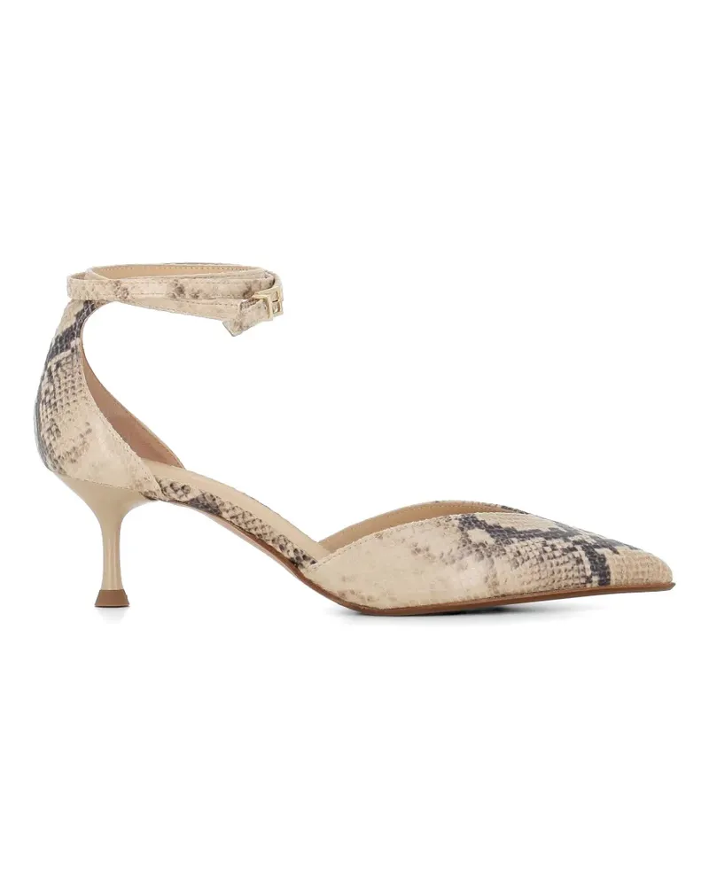 Sergio Levantesi Décolletè Camelia 6 Aspis ankle strap snakeskin pumps - Nude Nude