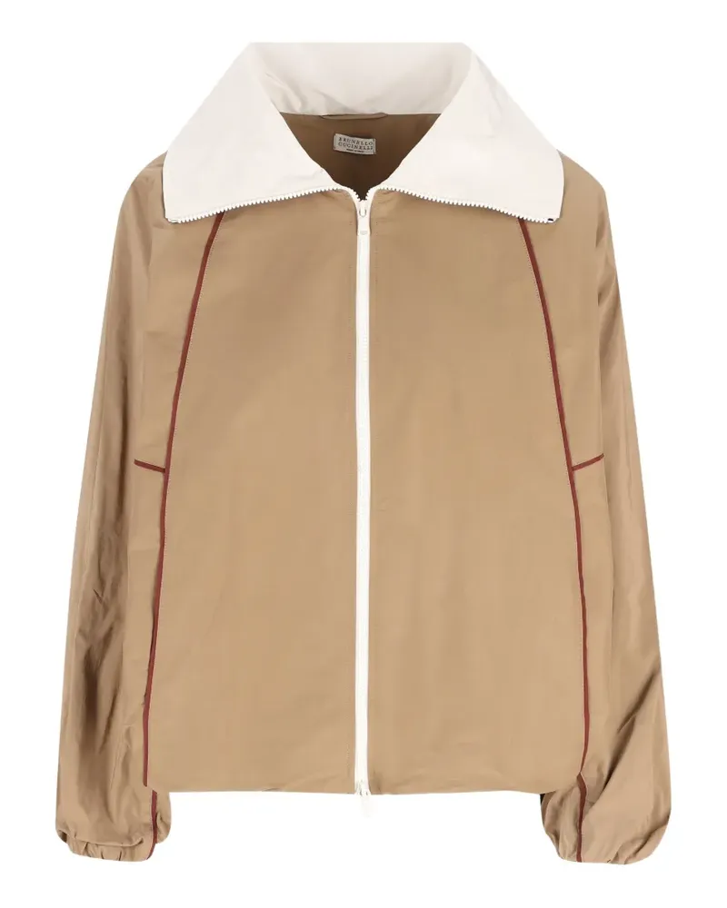 Brunello Cucinelli contrast-piping jacket - Nude Nude